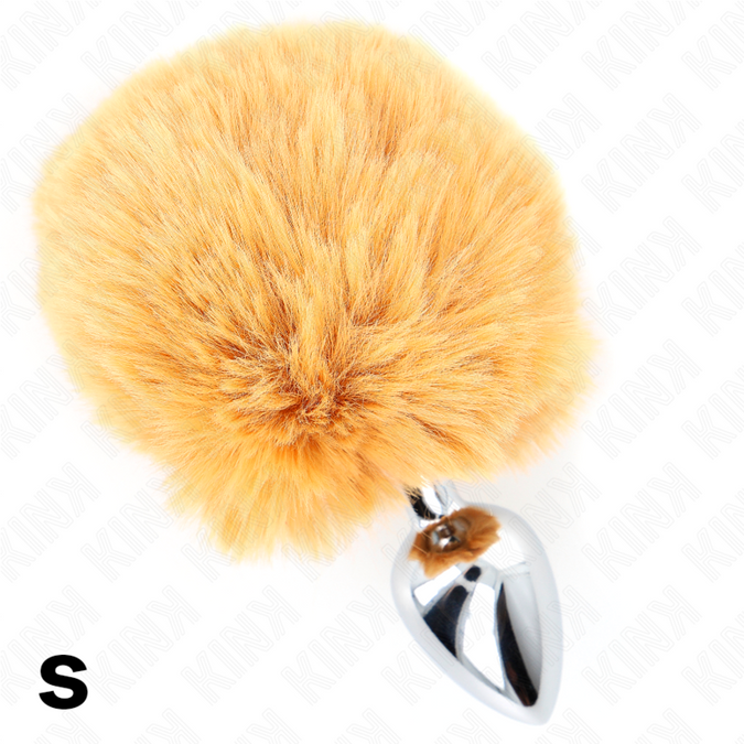 Kink – Edelstahlplug 7 x 3 cm mit beigem Kunstfell-Rabbit-Tail 8 cm