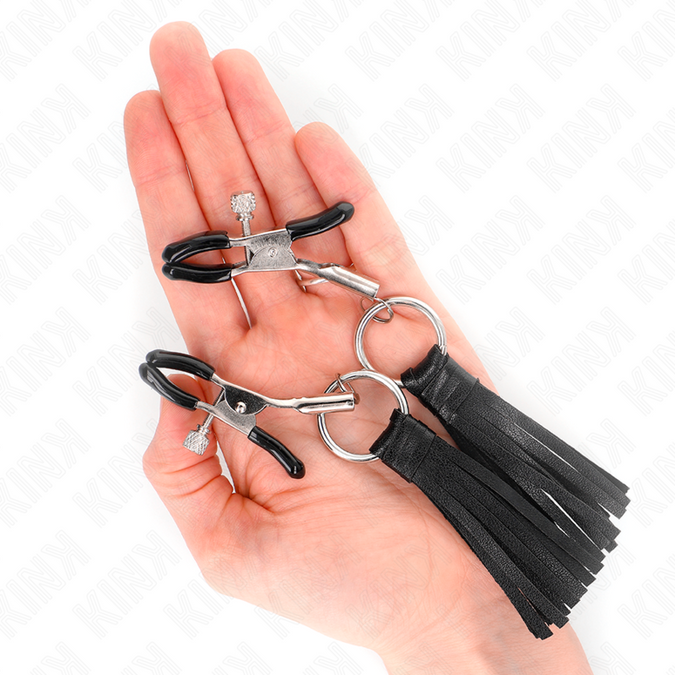 Kink – Lederimitat-Quasten-Brustwarzenklemmen 6 cm