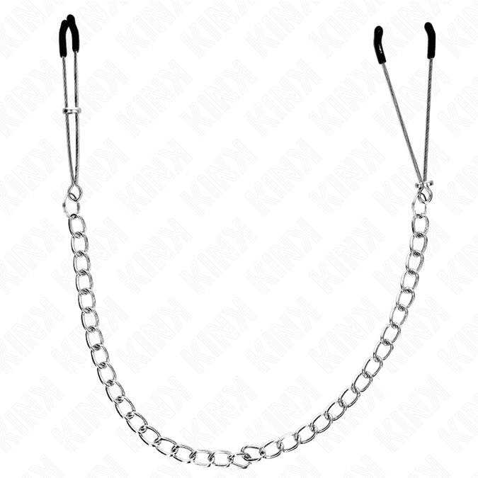 Kink – Dünne Brustwarzenklemmen mit dickem 30 cm langer Kette