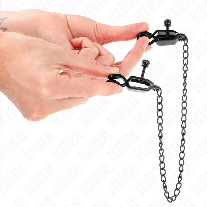 Kink – Flache Ketten-Brustwarzenklemmen Schwarz 30 Cm