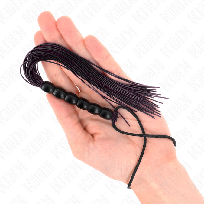 Kink – Mini Silicone Whip With 6 Black Beads 26 Cm