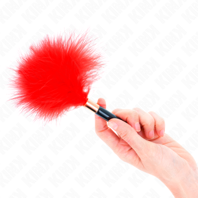 Pleasurements – Kink – Rote Goldene Metall-Kitzelfedern 18 cm