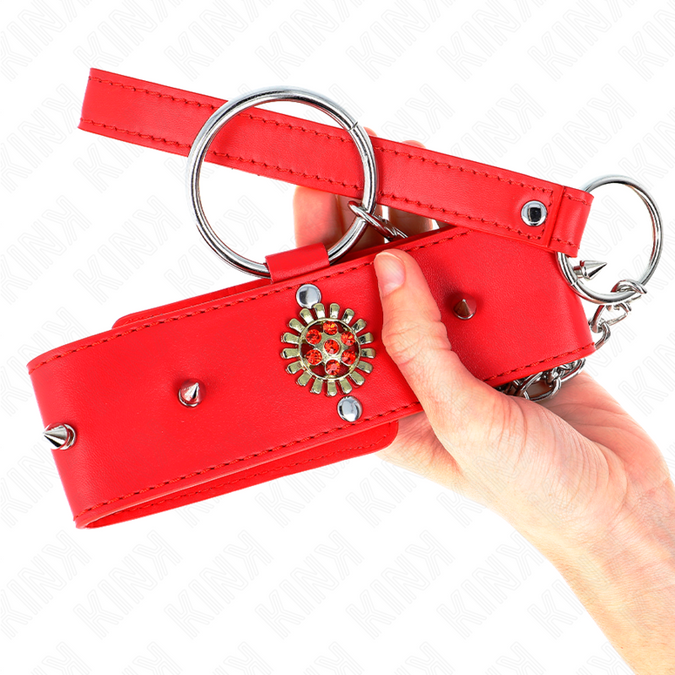 Kink – Rote Diamant Halskette Mit Gürtel 65 Cm Verstellbar 35 – 51 Cm X 7 Cm