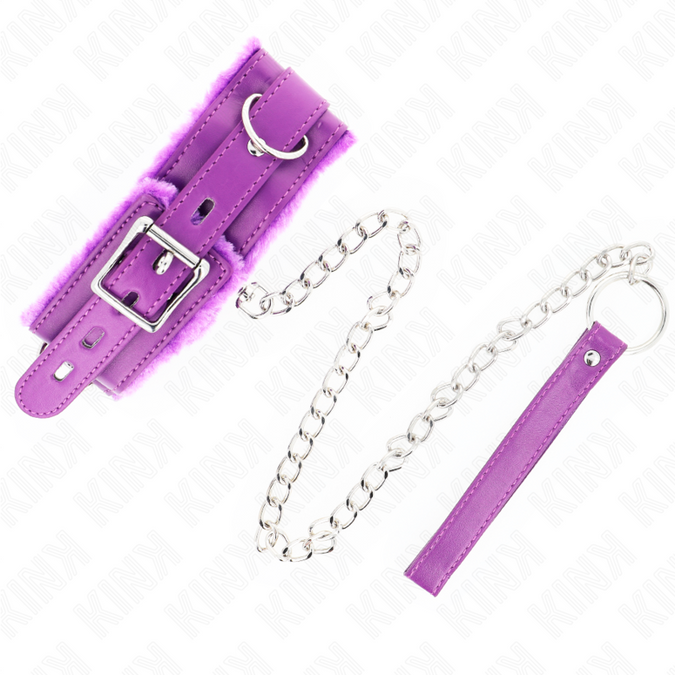Kink – Halsband mit Leine 65 cm mit Einschränkungen Lila 36 – 42 cm x 5,5 cm