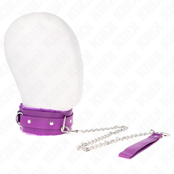 Kink – Halsband mit Leine 65 cm mit Einschränkungen Lila 36 – 42 cm x 5,5 cm
