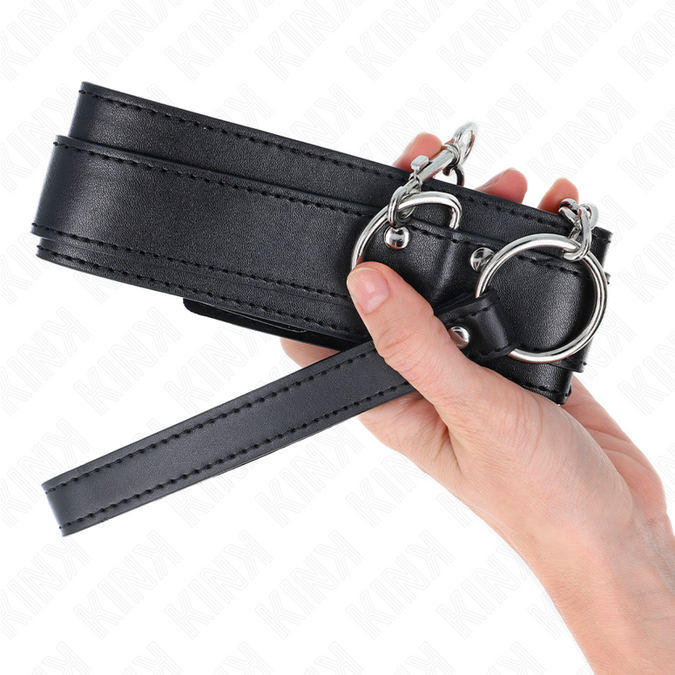 Kink – Halskette mit Riemen 65 cm Silberne Schnallen Verstellbar 33 – 46 cm x 5,5 cm