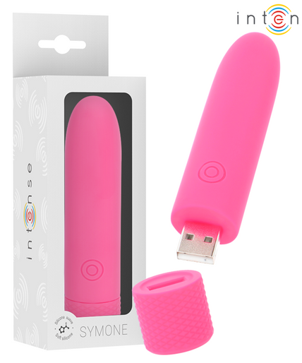 Intense – Symone USB wiederaufladbarer vibrierender Bullet mit 8 Vibrationsmodi, Pink, 10 x 2,2 cm Intense – Symone USB wiederaufladbarer vibrierender Bullet mit 8 Vibrationsmodi, Pink, 10 x 2,2 cm