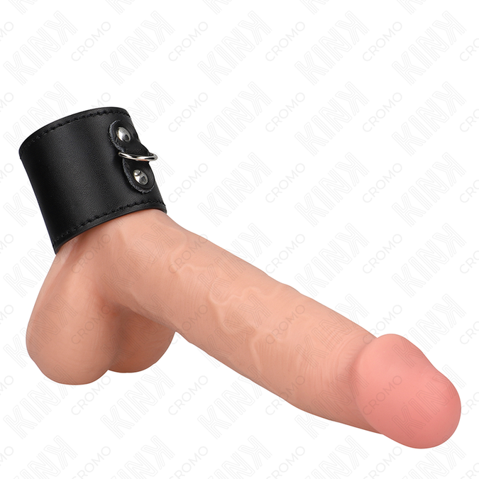 Kink – Leren Penisring met Druksluiting 18 x 5 cm