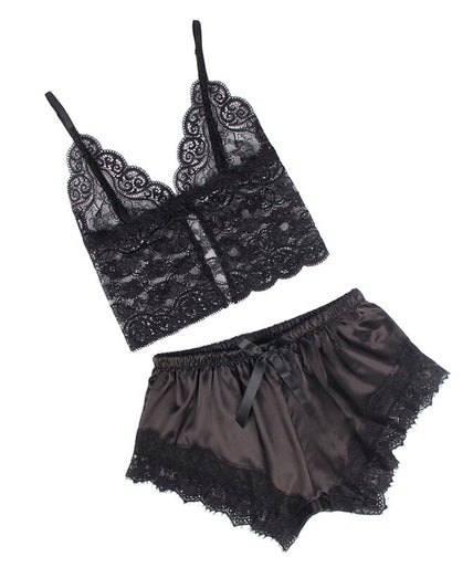 Subblime – 953942 Casual Silk Nightgown + Lace Pants Black L/xl Subblime – 953942 Casual Silk Nightgown + Lace Pants Black L/xl