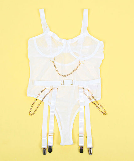 Subblime – 954291 Body With Chains + Garter Belt White L/xl Subblime – 954291 Body With Chains + Garter Belt White L/xl