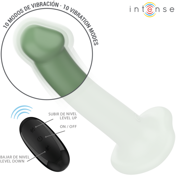 Intense – Becca Vibrator mit Saugnapf 10 Vibrationen Grün Fernbedienung