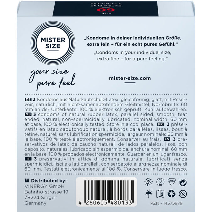 Mister Size – Condom Size XL 60 Mm (3 Units)