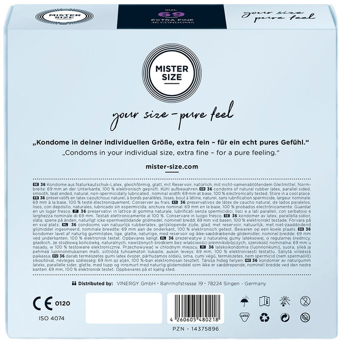 Mister Size – Condoms Size XXXL 69 Mm (36 Units)