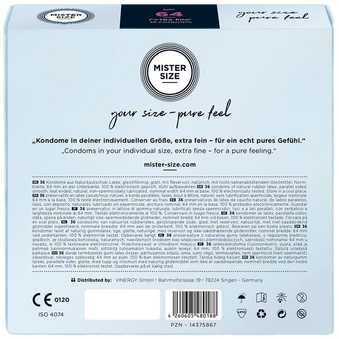 Mister Size – Condoms Size XXL 64 Mm (36 Units)