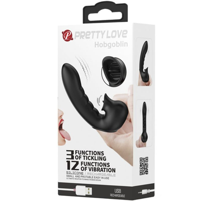 Pretty Love – Hobgoblin Vibrating Finger Case 12 Vibrations + Clitoris Stimulator Black