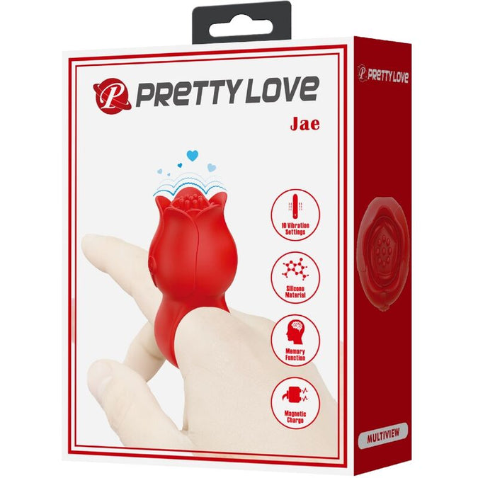 Pretty Love – Jae Rosenförmiger Finger-Vibrator 10 Vibrationen Rot