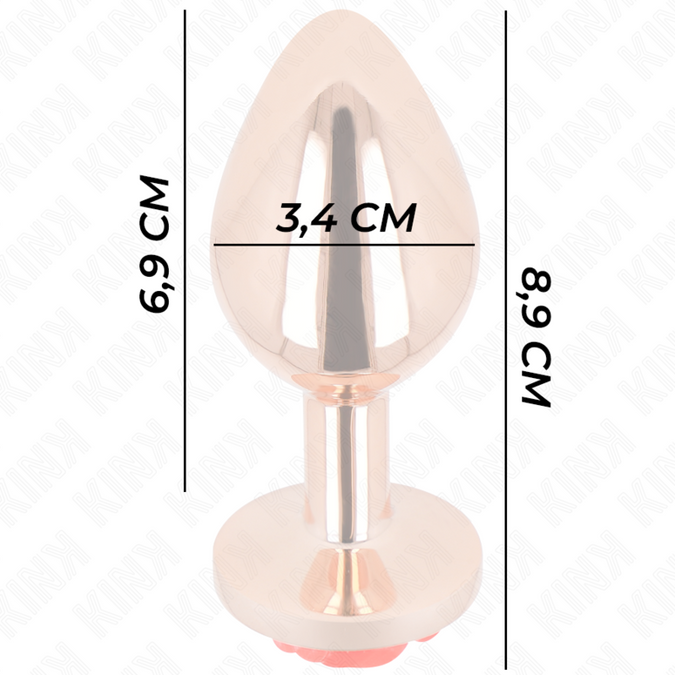 Kink – Roze Gouden Anale Plug met Rode Roos M