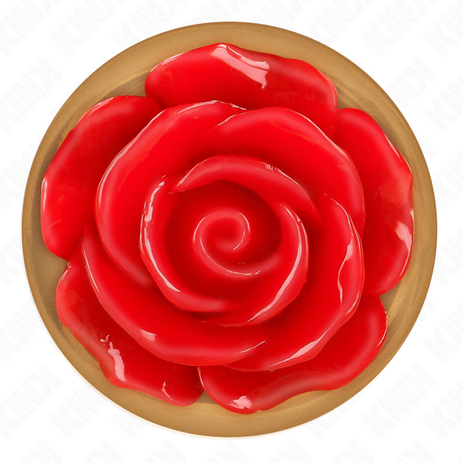 Kink – Roze Gouden Anale Plug met Rode Roos M