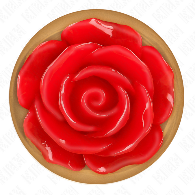 Kink – Roze Gouden Anale Plug met Rode Roos S