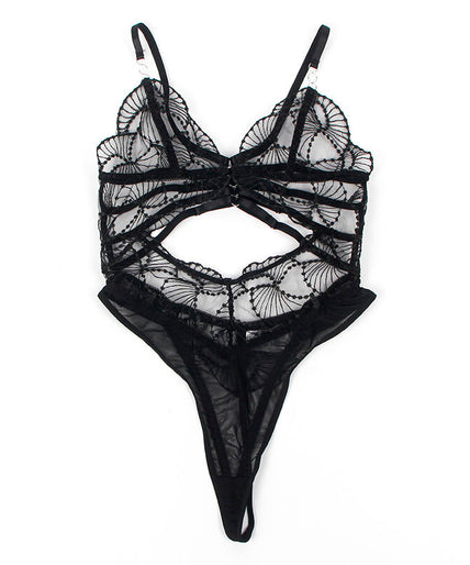 Subblime – 955229 Transparent Bodysuit With Hollow Lace Black L/xl Subblime – 955229 Transparent Bodysuit With Hollow Lace Black L/xl