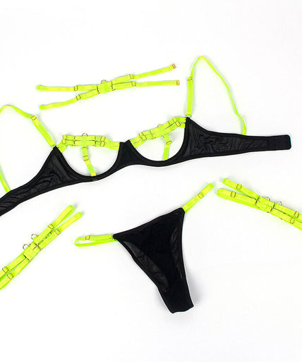 Subblime – 955274 Bra Set With Necklace And Leg Details Fluorescent Green S/m Subblime – 955274 Bra Set With Necklace And Leg Details Fluorescent Green S/m