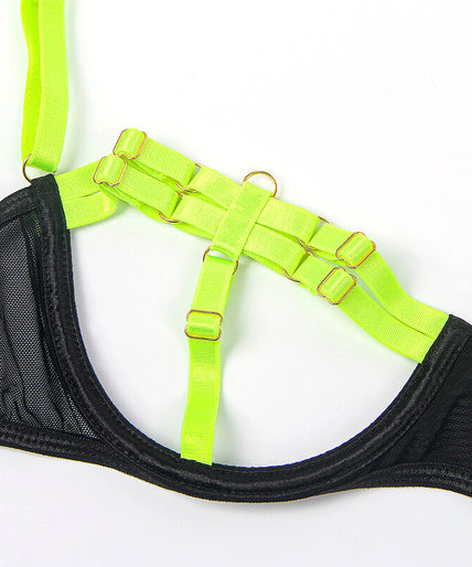 Subblime – 955274 Bra Set With Necklace And Leg Details Fluorescent Green S/m Subblime – 955274 Bra Set With Necklace And Leg Details Fluorescent Green S/m