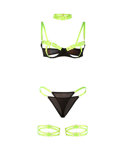 Subblime – 955281 Bra Set With Necklace And Leg Details Fluorescent Green L/xl Subblime – 955281 Bra Set With Necklace And Leg Details Fluorescent Green L/xl