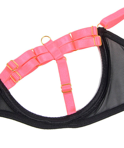 Subblime – 955304 Bra Set With Necklace And Leg Details Fluorescent Pink L/xl Subblime – 955304 Bra Set With Necklace And Leg Details Fluorescent Pink L/xl