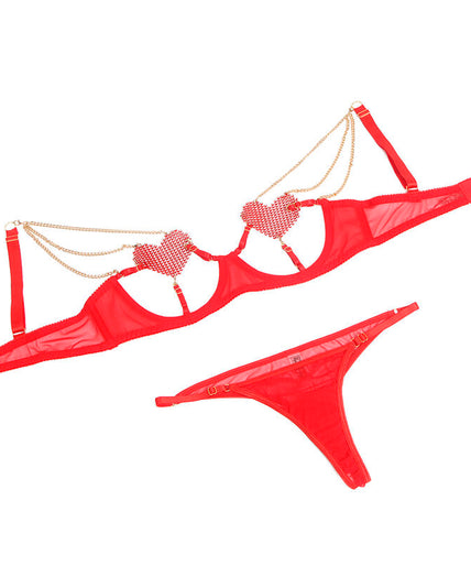 Subblime – 955526 Bra Set With Chains And Mesh Heart Red L/xl Subblime – 955526 Bra Set With Chains And Mesh Heart Red L/xl