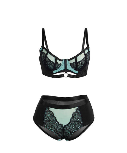Subblime – 955557 Green Patent Leather Mesh Zipper Bra Set S/m Subblime – 955557 Green Patent Leather Mesh Zipper Bra Set S/m