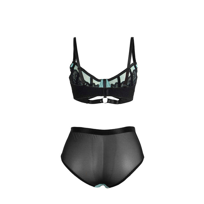 Subblime – 955557 Green Patent Leather Mesh Zipper Bra Set S/m