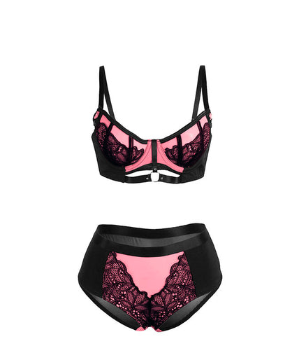 Subblime – 955588 Pink Patent Leather Mesh Zipper Bra Set L/xl Subblime – 955588 Pink Patent Leather Mesh Zipper Bra Set L/xl