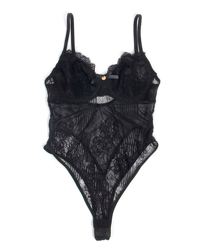 Subblime – 955625 Lace Bodysuit With Bottom Closure Black L/xl Subblime – 955625 Lace Bodysuit With Bottom Closure Black L/xl