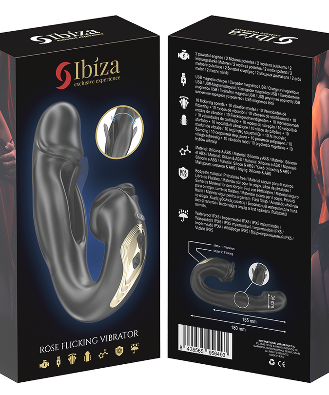 Ibiza – Rose Vibrator mit Schnippeffekt und Klitorisstimulator