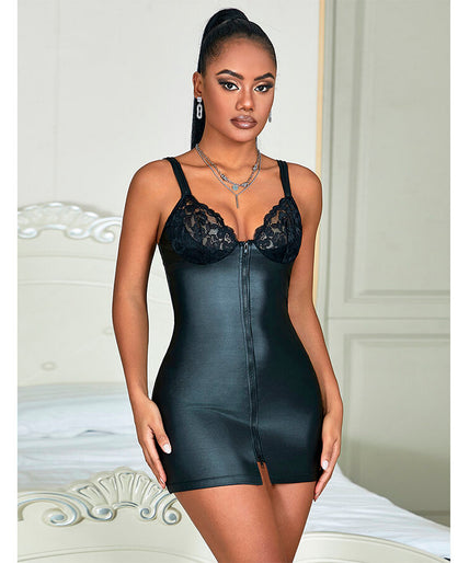 Subblime – 957568 Leather Zip Dress Black S/m Subblime – 957568 Leather Zip Dress Black S/m