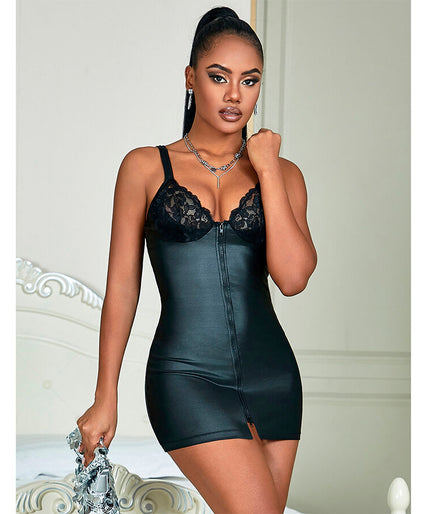 Subblime – 957568 Leather Zip Dress Black S/m Subblime – 957568 Leather Zip Dress Black S/m