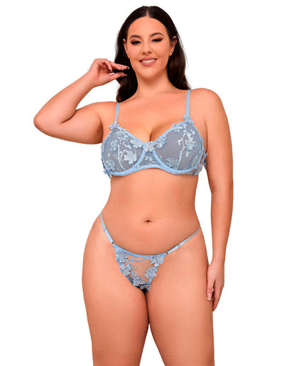 Subblime – 957636 Blumenbesticktes BH- und Höschen-Set Himmelblau L/XL Subblime – 957636 Blumenbesticktes BH- und Höschen-Set Himmelblau L/XL