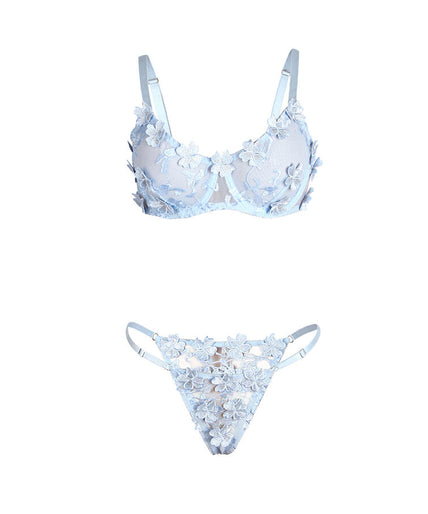 Subblime – 957636 Blumenbesticktes BH- und Höschen-Set Himmelblau L/XL Subblime – 957636 Blumenbesticktes BH- und Höschen-Set Himmelblau L/XL