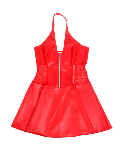 Subblime – 957735 Lace Zipper Leather Dress Red L/xl Subblime – 957735 Lace Zipper Leather Dress Red L/xl