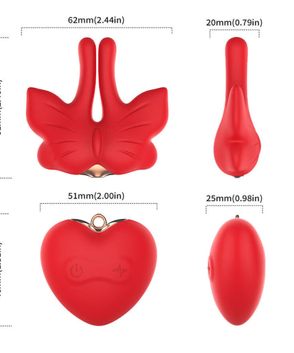 Armony – Magnetic Nipple Clamps With Vibration Butterfly Shape Red Armony – Magnetic Nipple Clamps With Vibration Butterfly Shape Red