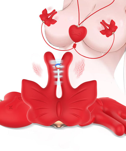 Armony – Magnetic Nipple Clamps With Vibration Butterfly Shape Red Armony – Magnetic Nipple Clamps With Vibration Butterfly Shape Red