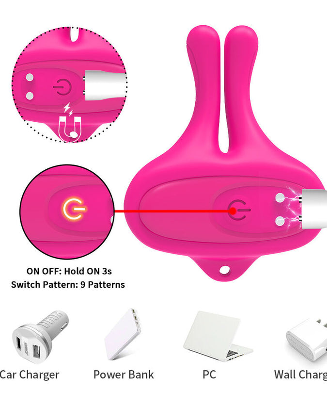 Armony – Rabbit-förmige Vibrations-Magnet-Brustwarzenklemmen Pink