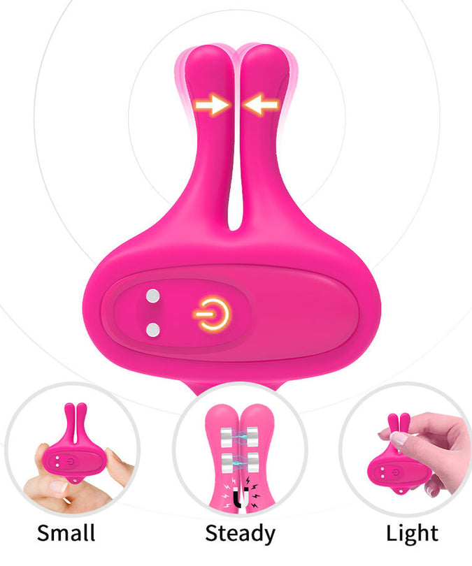 Armony – Rabbit-förmige Vibrations-Magnet-Brustwarzenklemmen Pink
