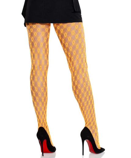 Leg Avenue – Spitzenstrumpfhose mit Ösen Neonorange Leg Avenue – Spitzenstrumpfhose mit Ösen Neonorange