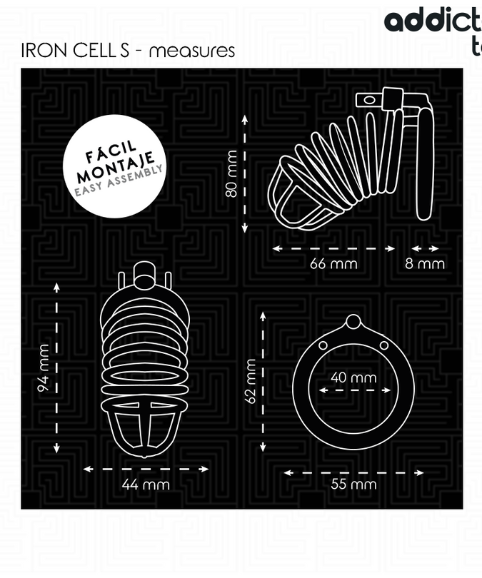 Addicted Toys Locked – Iron Cell Metall Penis Cage 4 Cm Größe S