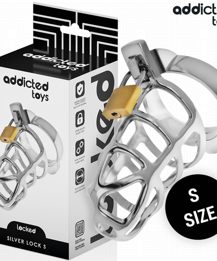 Addicted Toys Locked – Silver Lock Metal Penis Cage Size S Addicted Toys Locked – Silver Lock Metal Penis Cage Size S
