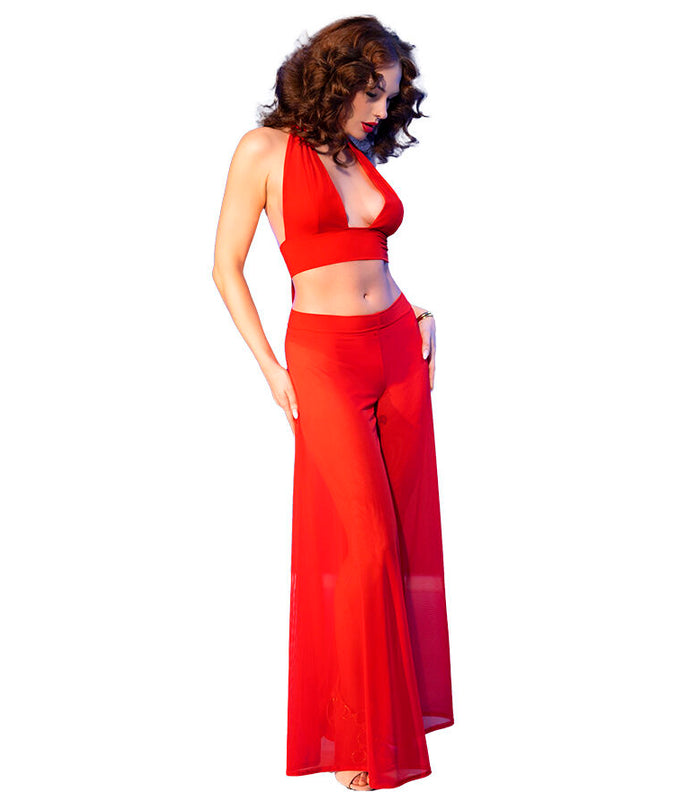 Chilirose – Cr 4857 Rode Top en Broek Set Maat XL