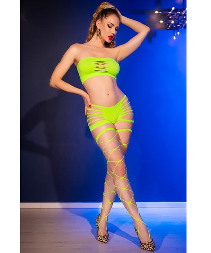 Chilirose – Cr 4866 Neon-Grünes Top- und Shorts-Set S/M Chilirose – Cr 4866 Neon-Grünes Top- und Shorts-Set S/M