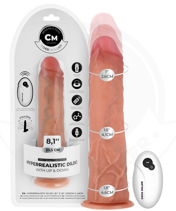Cock Miller – Hyper – Realistische dildo met zuignap en stootfunctie met afstandsbediening 20,5 cm