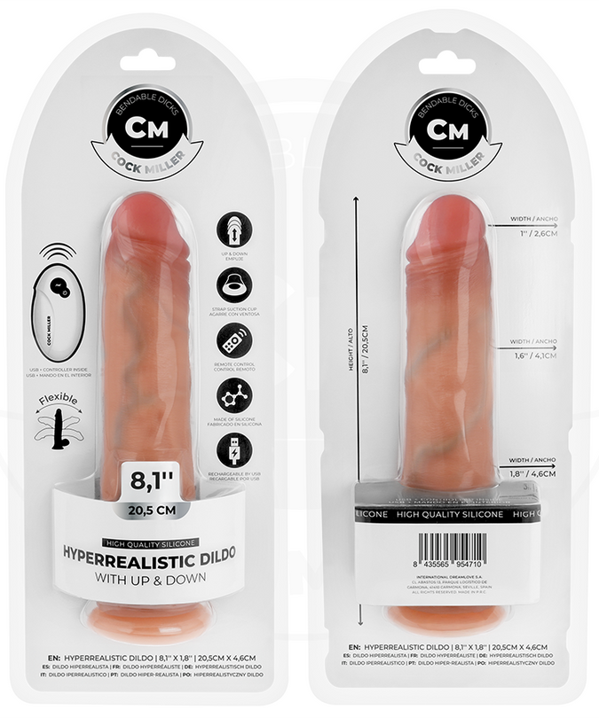 Cock Miller – Hyper – Realistische dildo met zuignap en stootfunctie met afstandsbediening 20,5 cm